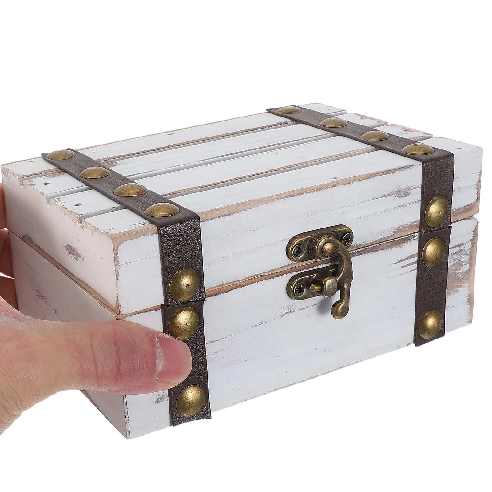 

Набор из 2 винтажных деревянных шкатулок для украшений в стиле ретро, деревенский настольный органайзер с откидной крышкой, сундучок для хранения ожерелий, браслетов, серег