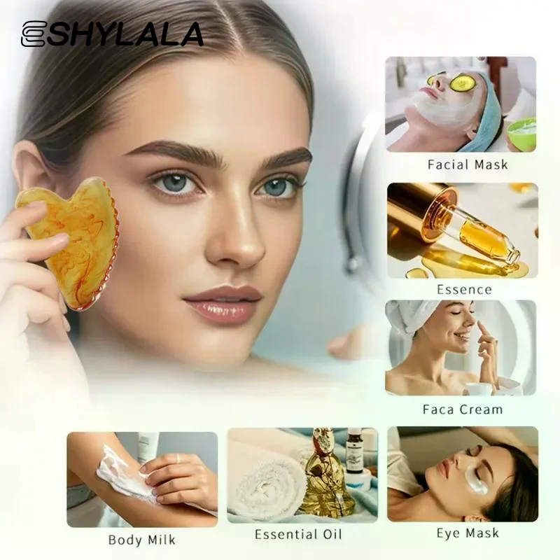 

1 шт., скребок Гуа Ша из смолы, массажер для лица, инструмент, массажная доска Гуаша, подтяжка лица, тонкий скребок, скребковая пластина