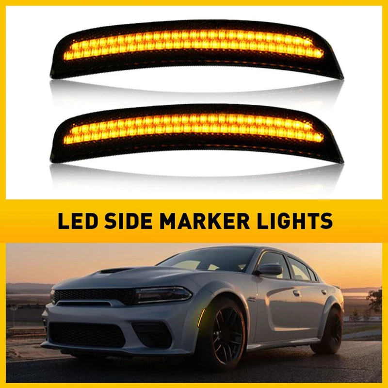 

Car Smoked Lens Front Rear LED Side Marker Lights Lamps For Dodge Charger 2015-2021 68214126AA 68214405AA Car Accessories