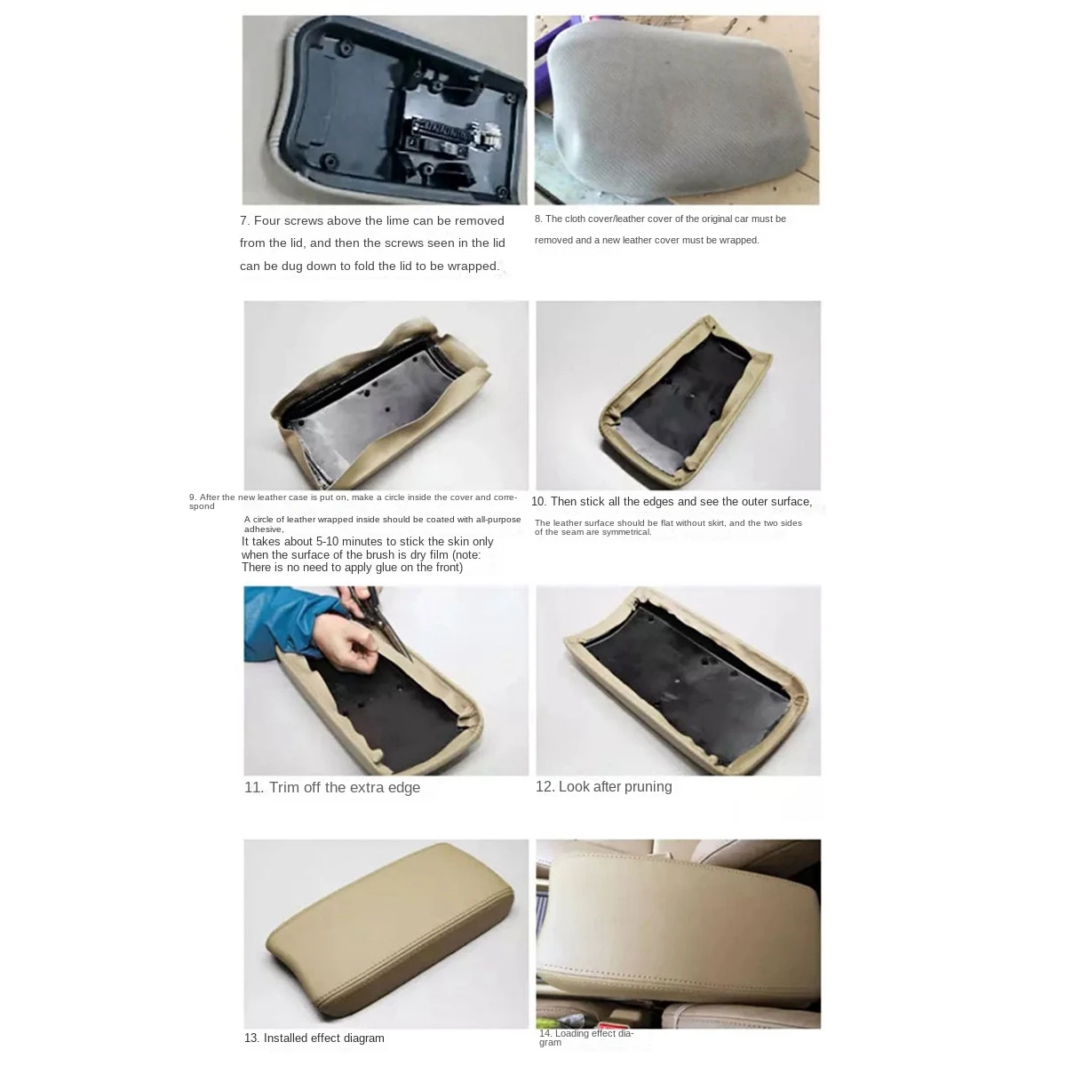 For NEW Car Microfiber Leather Console Armrest Panel Cover Protective Trim For Toyota Highlander 09 - 14 Black + Black Wire