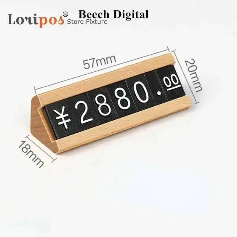 5pcs Small Wood Base Number Price Cube Holder Tags Acrylic Price Label Card Sign Holder Display Stand