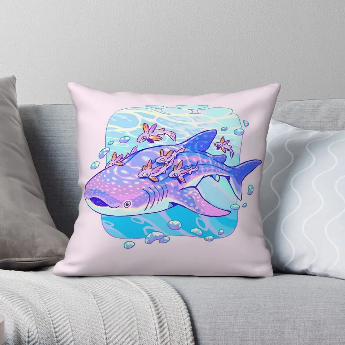 Whale Shark Anatomy Square Pillowcase Polyester Linen Velvet Printed Zip Decor Bed Cushion Cover