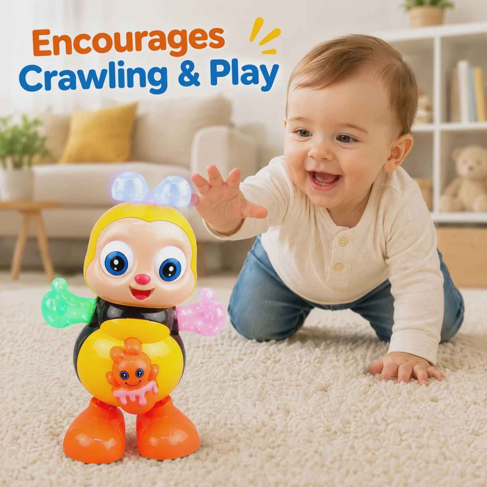 Interactive Electronic Pet Toy Bee Music Singing Dancing Robot Animal with Sound Flash Light Cartoon for Kids Girls Boys Gift