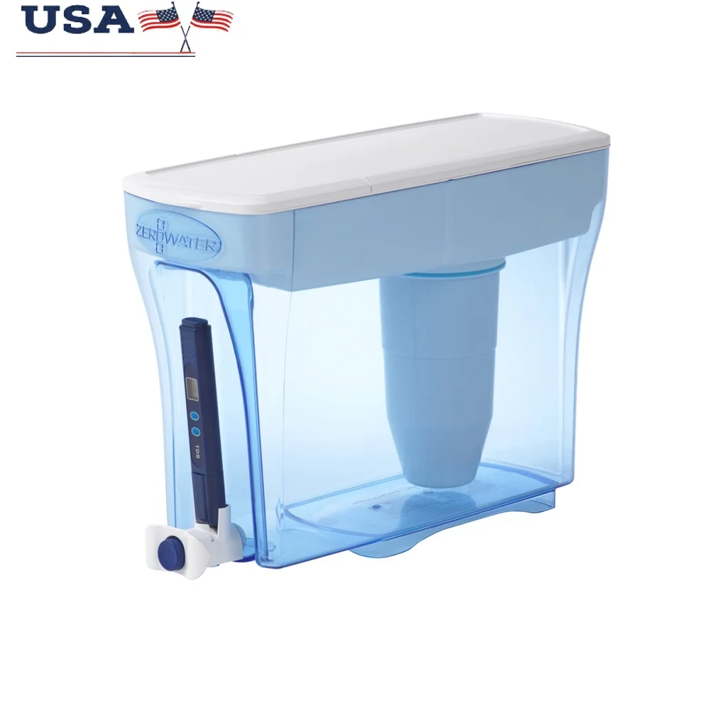 

5-ступенчатый диспенсер для фильтрации воды на 23 чашки с краном Push-to-Pour. Экологичная технология без BPA. Домашний офис. Здоровый.