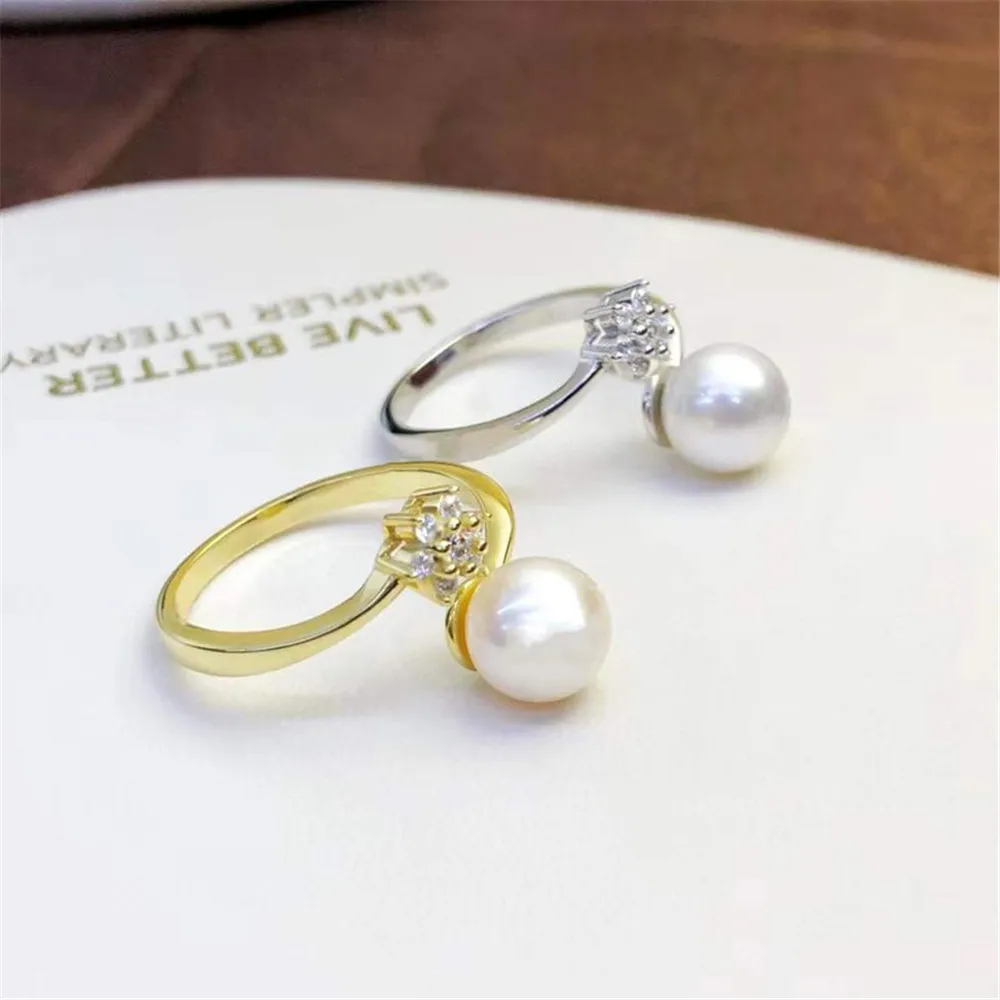 

DIY Pearl Ring Accessories S925 Sterling Silver Ring Empty Fashion Version of The Ring Silver Jewelry Fit 7-10mm Round Beads