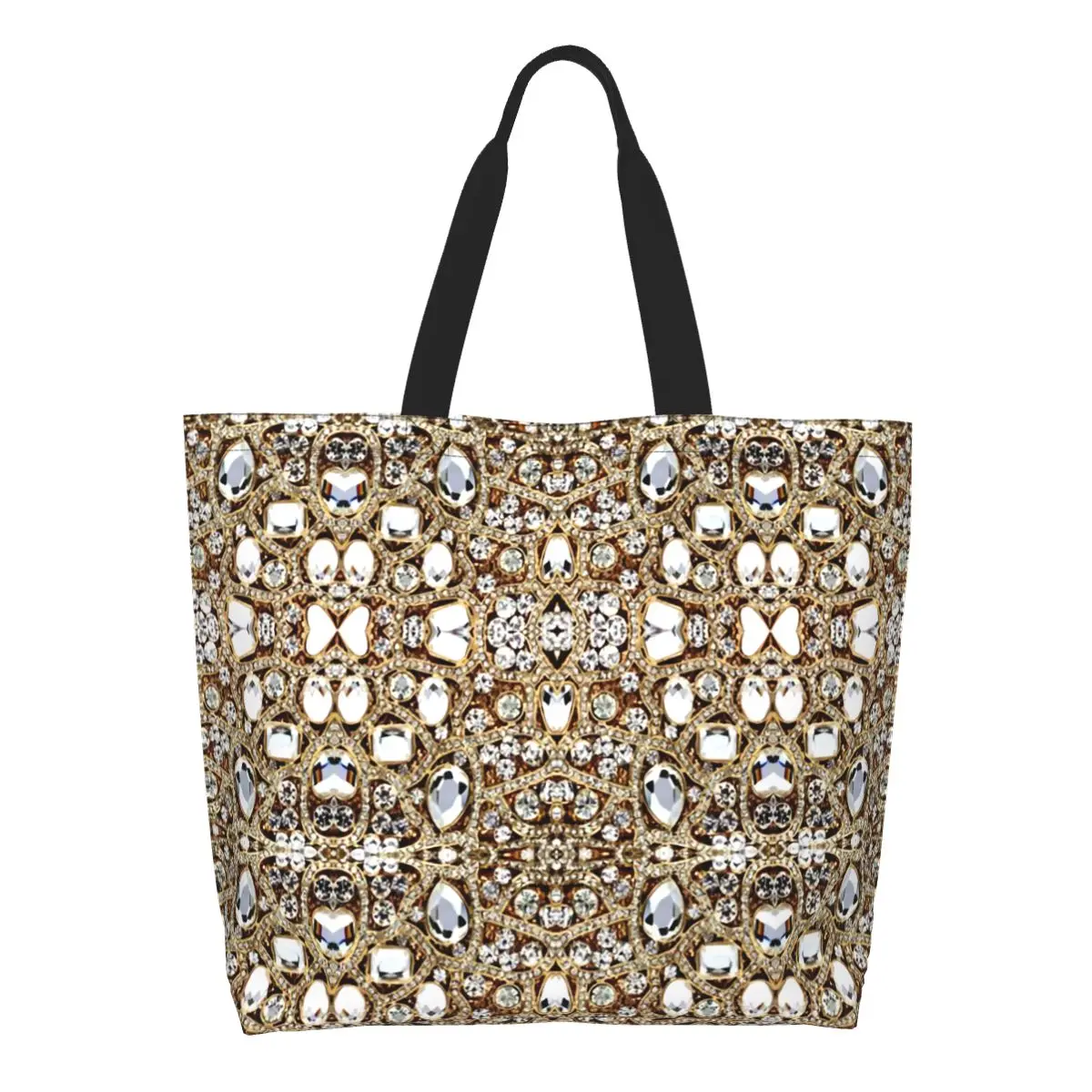 Gioielli gemma argento cristallo Shopping Tote Bags riutilizzabile Glitter strass diamanti generi alimentari tela Shopper borsa a tracolla