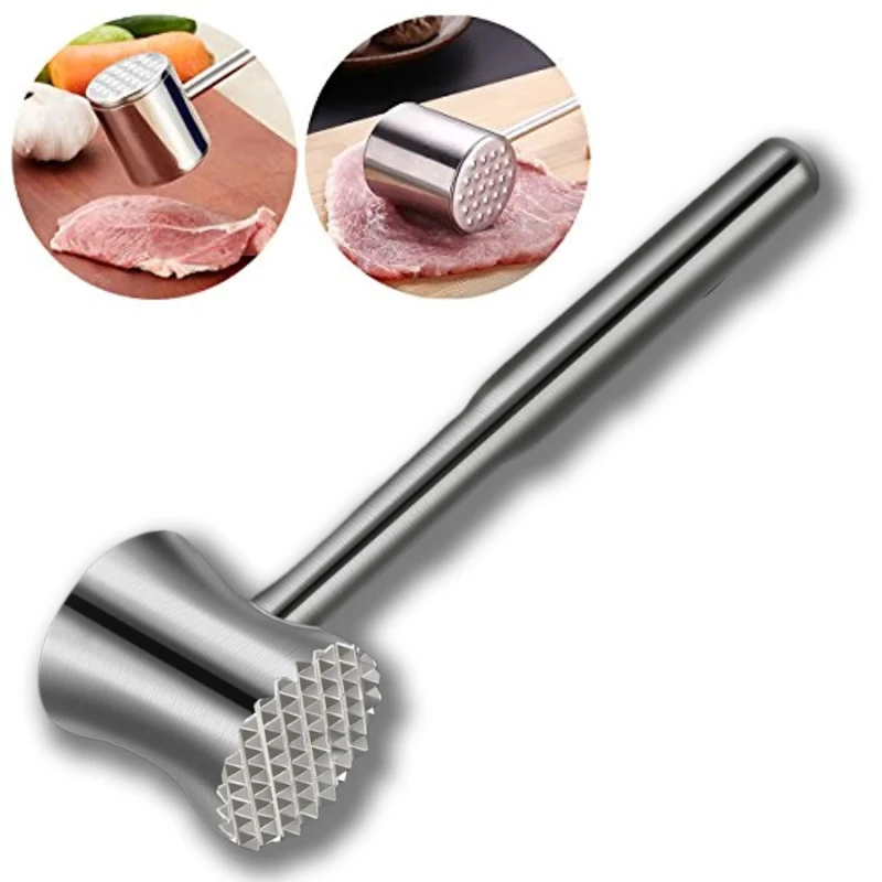 

304 Stainless Steel Precision Cast Meat Tenderizer Hammer Solid Metal Waist-Shaped Tool for Steak Household Meat