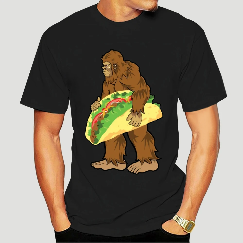 Bigfoot Carrying Taco-camiseta negra para hombre, Cinco de Mayo, Sasquatch, manga corta, 5604X