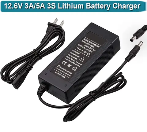 リチウムイオン充電器電源アダプター,充電式リチウム電池パック,12.6v,10a,5a,11.1v,12v,12.6v,2.1 v,3弦,5.5mm x mm