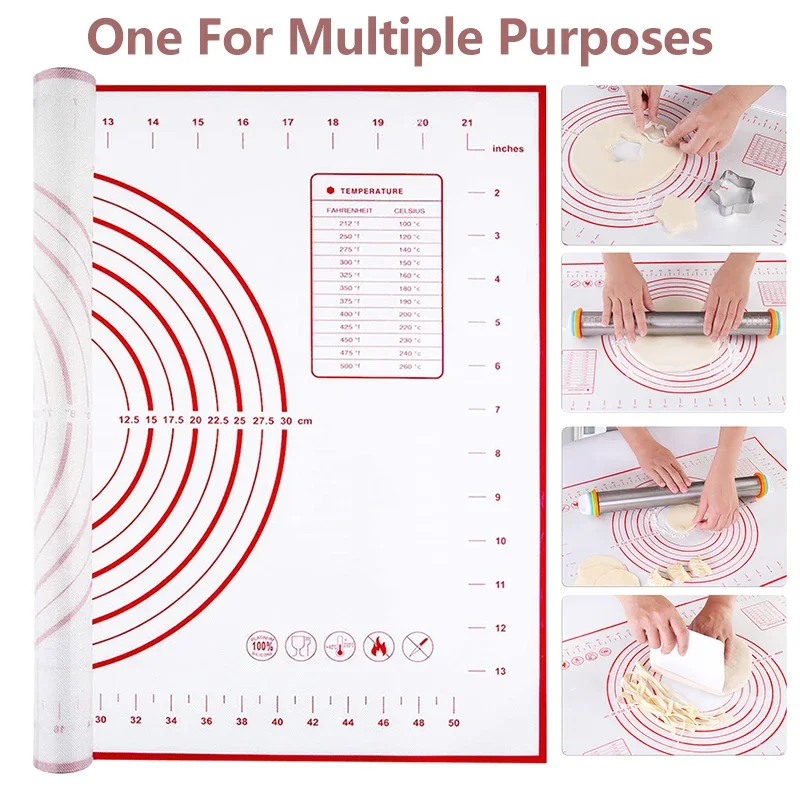 Non Stick Silicone Pastry Mat Extra Thick Baking Mat with Measurement Kitchen Fondant Dough Rolling Mat Baking Accessories