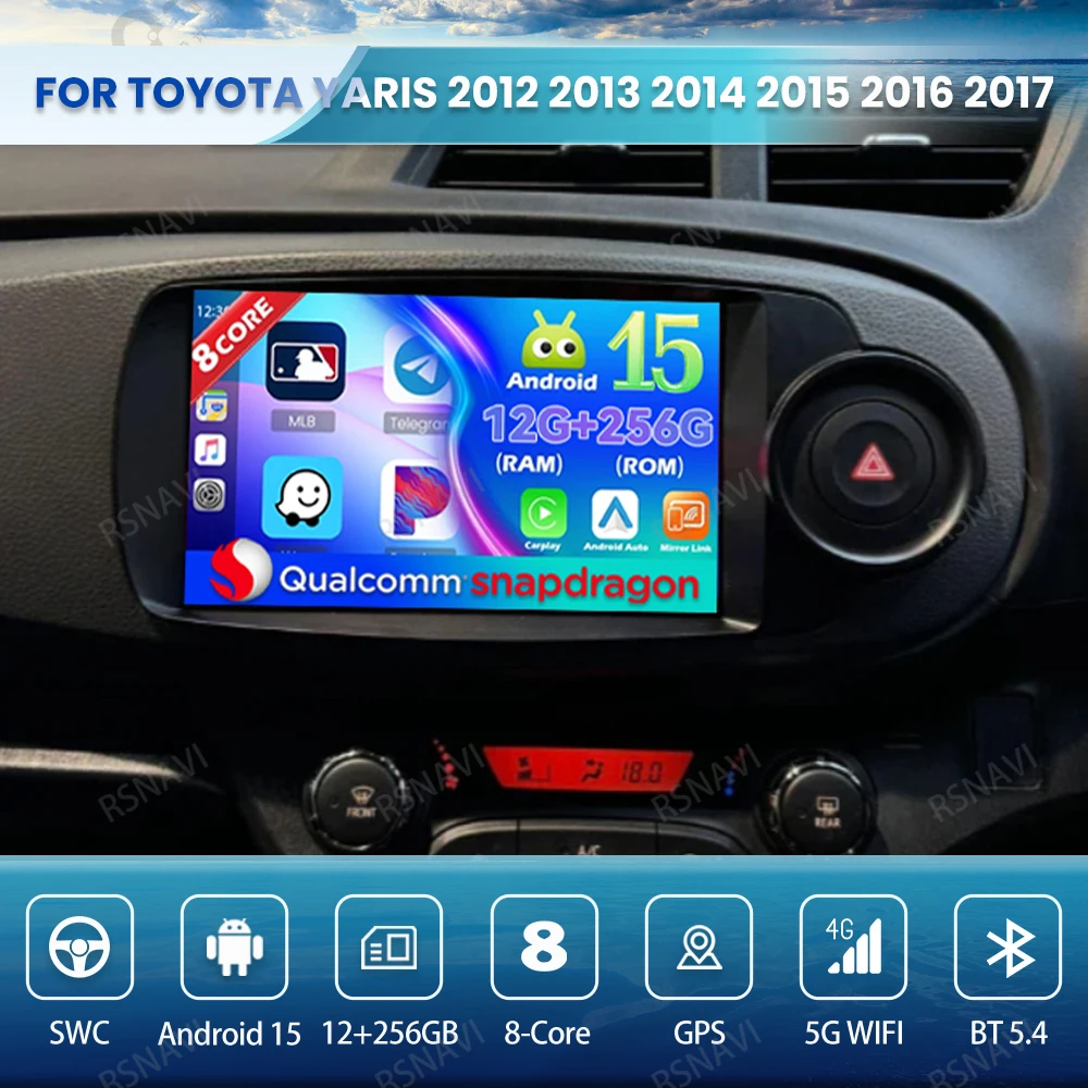 

Автомобильное радио Android 15 для Toyota Yaris 2012 2013 2014 2015 2016 2017, Viedo плеер, навигация, беспроводной Carplay Auto BT, мультимедиа