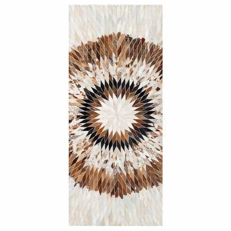 Handmade Real Long Leather Patchwork Carpet Bedroom Nordic American Style Room Floor Mat Bedside Mat Customized Home Decoration