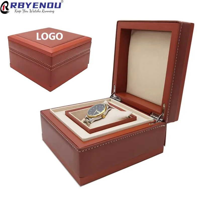 High Grade PU Leather Watch Case Single Free Customized Logo Watch Storage Box Celebrity Crystal Bracelet Jewelry Collection Box