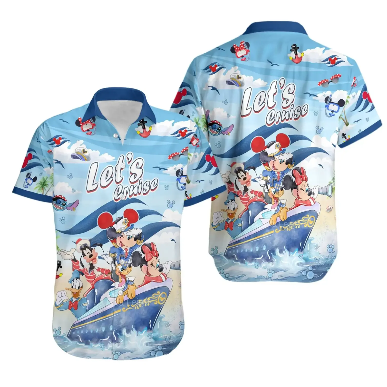 New Disney Cruise Line 25th Anniversary Hawaiian Shirt Men Short Sleeve Button Up Shirt Mickey Minnie Hawaiian Shirt Beach Shirt