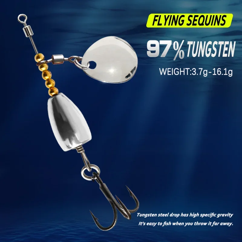 

Rotating Spinner Spoon Fishing Lure 3.7g-16.1g Tungsten steel Artificial Bait Metal Sequins Bait Bass Trout Perch Pesca Tackle