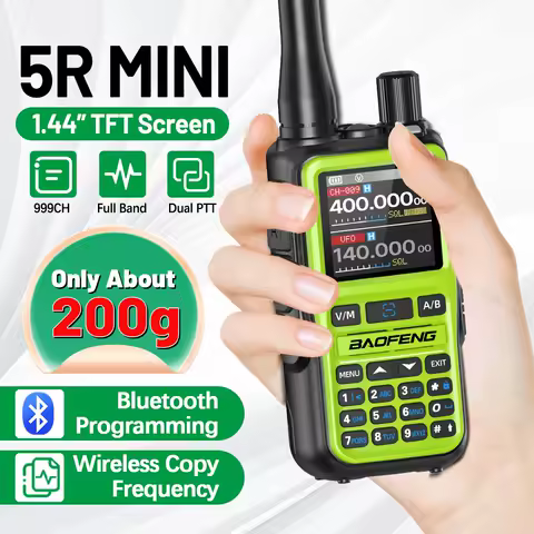 BAOFENG UV-5R Mini Walkie Talkie Bluetooth Programming Dual PTT Full Band AM FM Type-C Charger Wireless Copy Frequency Ham Radio