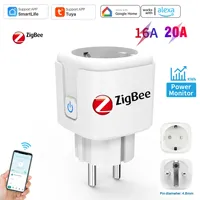 Tuya Zigbee 16/20A EU smart plug with power monitoring Voice Control timer function compatible with Alexa Google Home Smart Life