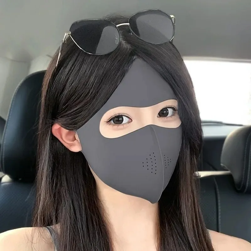 Women Full Face UV Protection Mask Summer Ice Silk Mask Anti-UV Sun Protection Adjustable Breathable Running Sport Mask Scarf
