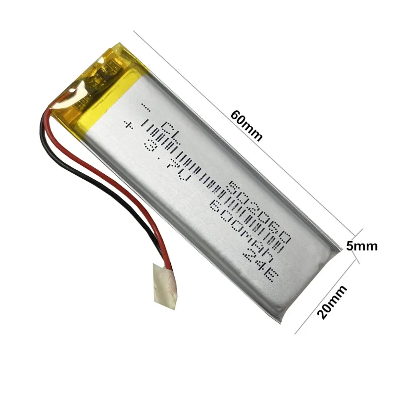 

3,7 В 600 мАч 502060 Lipo Полимерная батарея Литий-ионная аккумуляторная батарея для Bluetooth GPS MP3 Наушники Камера Электронные устройства