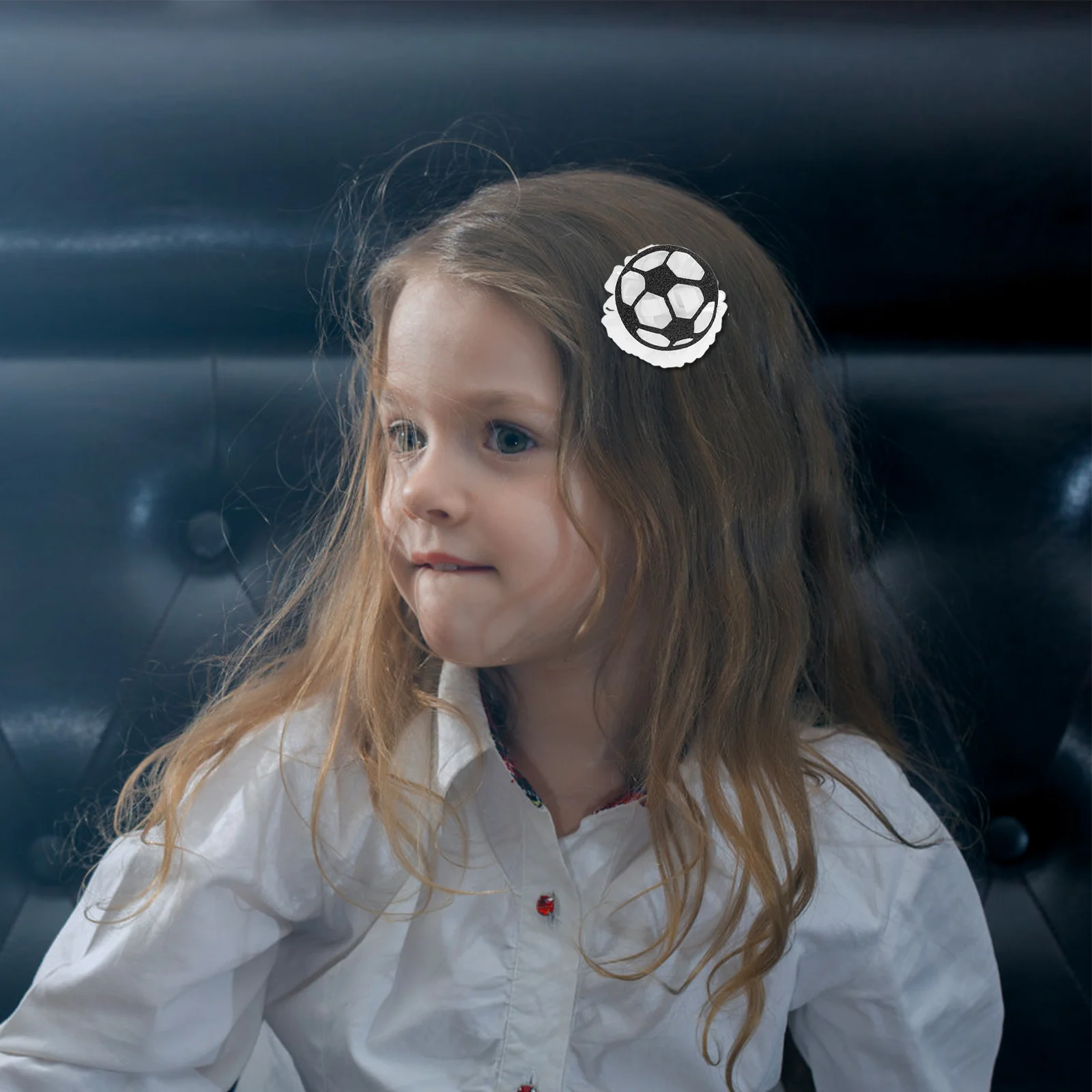 

2Pcs Football Hair Clips Soccer Ball Shape Soft Cloth Barrettes Sports Theme Hair Accessories for Girls Daily Wear Elegant