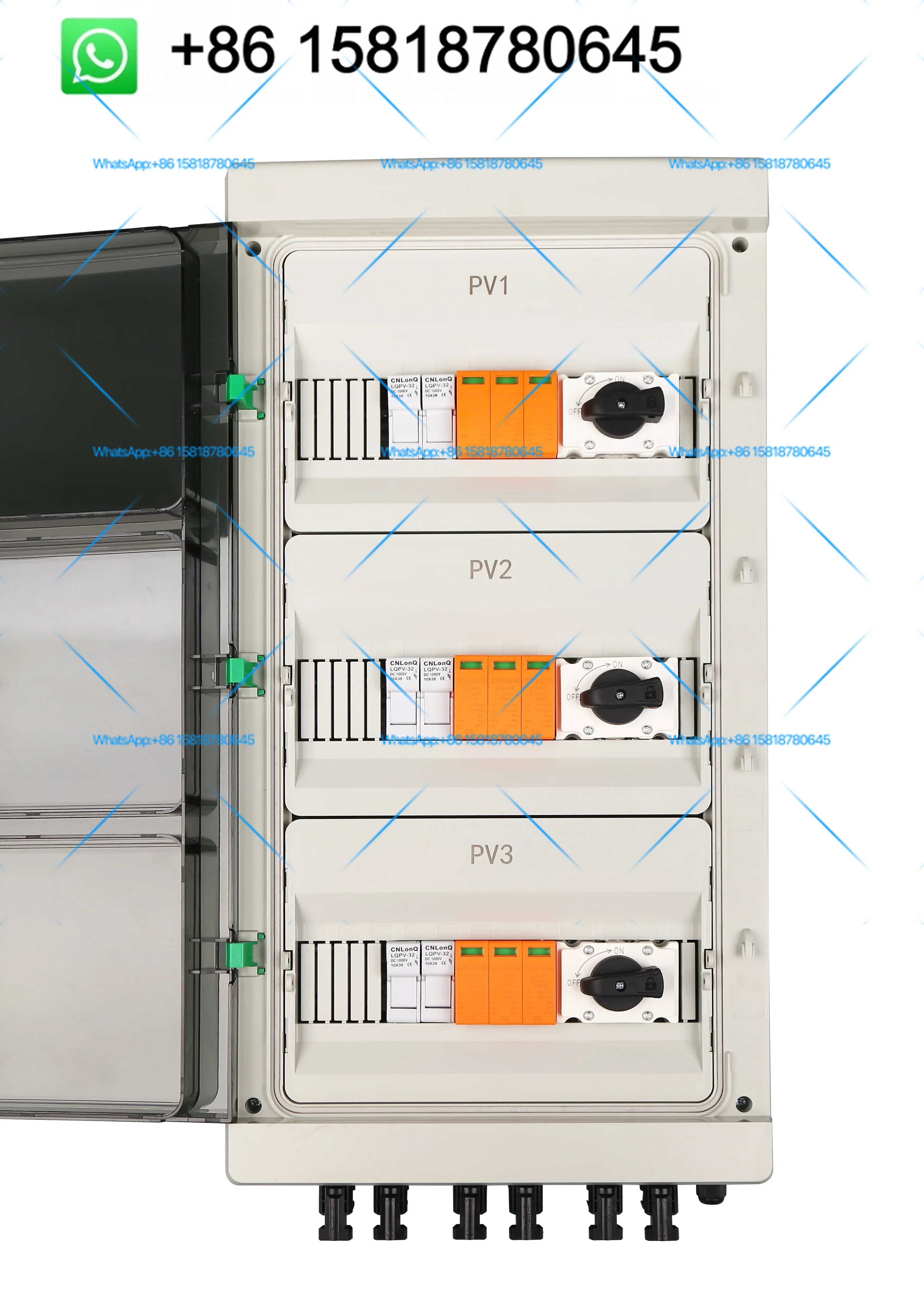 1000V Waterproof Plastic Solar PV AC + DC Combiner Box 3 Input 3 Output String Junction Box 3 Solar Cooker Solar Freezer Outputs