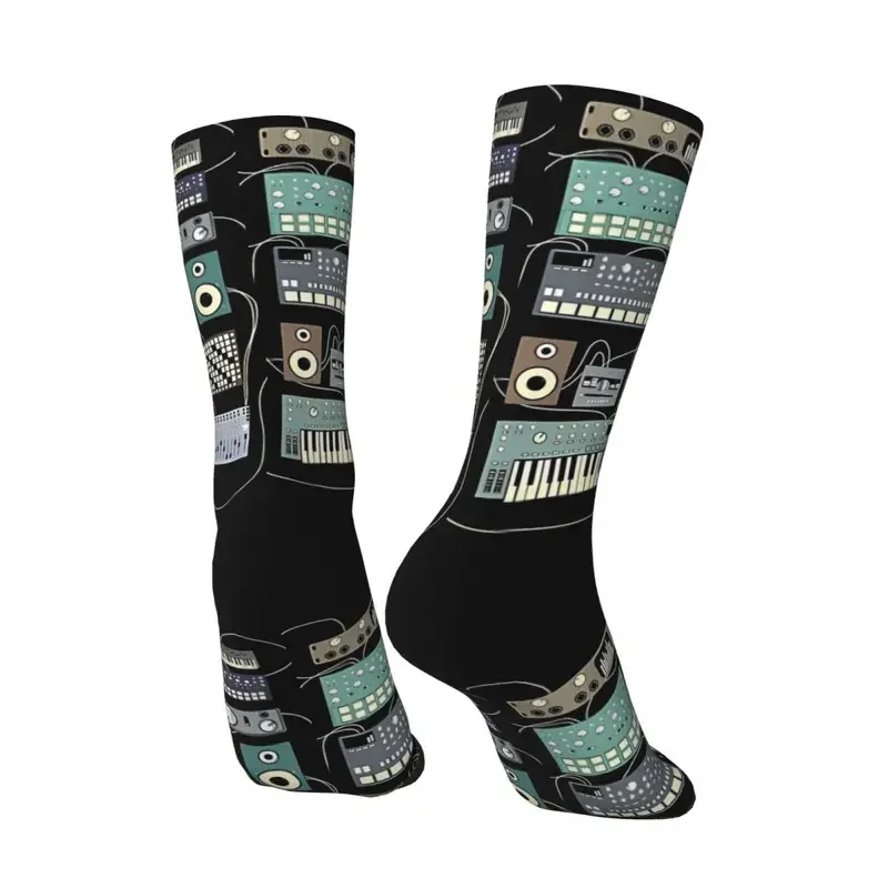 Y2K Electronic Musician Drum Machine Dj Men'S Socks Modular Synthesizer Hip Hop Seamless Printed Crazy Crew Sock Gift