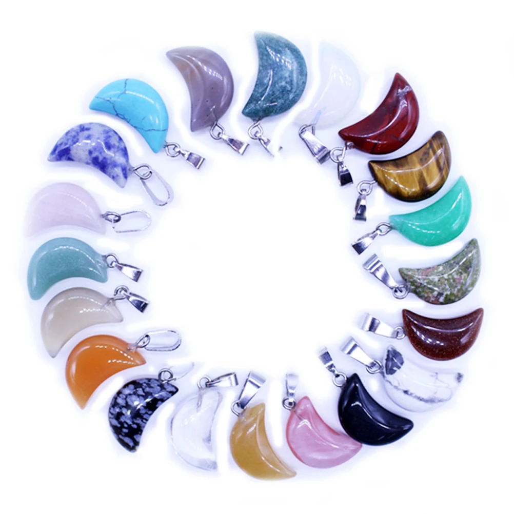 

10 Pcs Crystal Pendant Necklace Charm Moon Shape Agate Fashionable DIY Jewelry Accessories Pentagram Design Long Lasting Premium