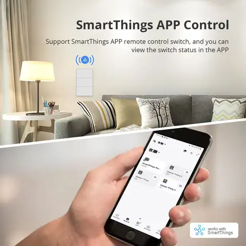 Zemismart Matter WiFi 1 2 3 4 6-gångs smart väggströmbrytare neutral krävs med stor knapp SmartThings-app Homekit-kontroll 10 best sales 2-gängsbrytare - №3
