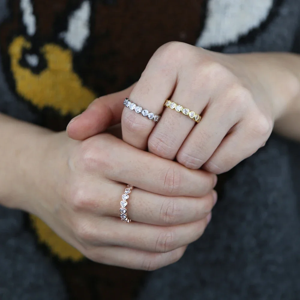 2026 High Quality Classic Fashion Heart Ring For Girlfriend Lover Charm Micro Pave Clear CZ Sparking Engagement Band Finger Ring