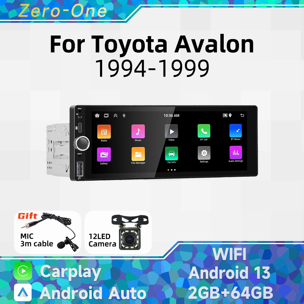 

Carplay Android Auto 1 Din Radio Android Car Multimedia for Toyota Avalon 1994-1999 6.86" Screen Stereo Head Unit Autoradio BT