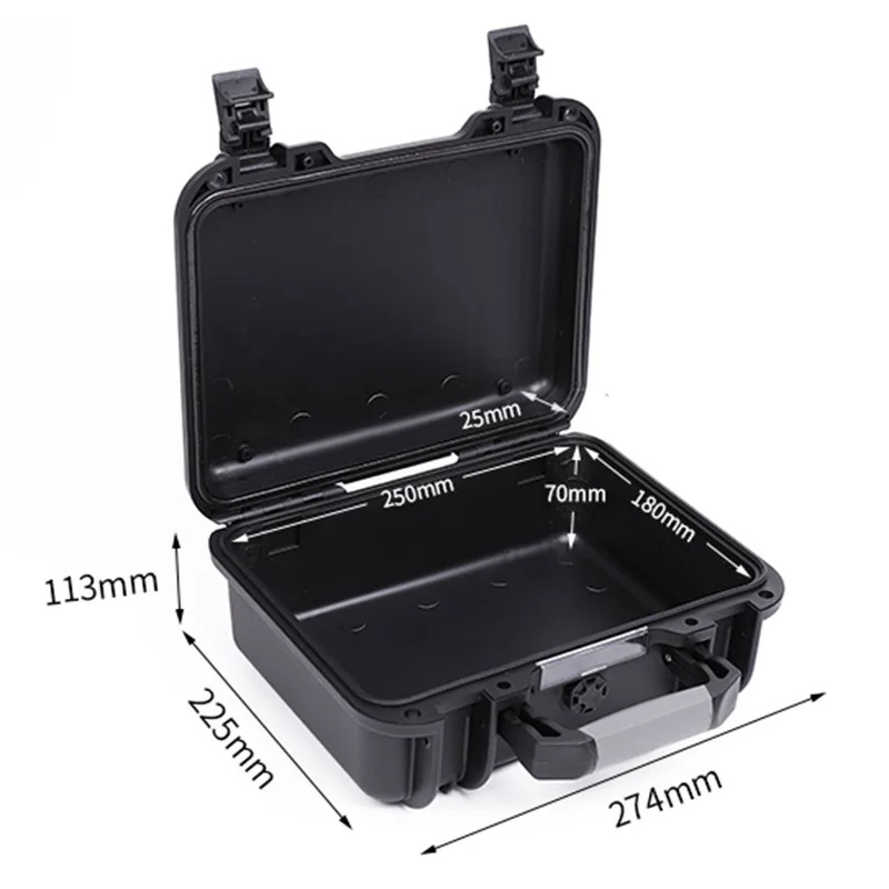 D2812 27.4-22.5-11.3cm Waterproof Car Toolbox Storing Small Instruments and Equipment Portable Safety Protective Box Plastic