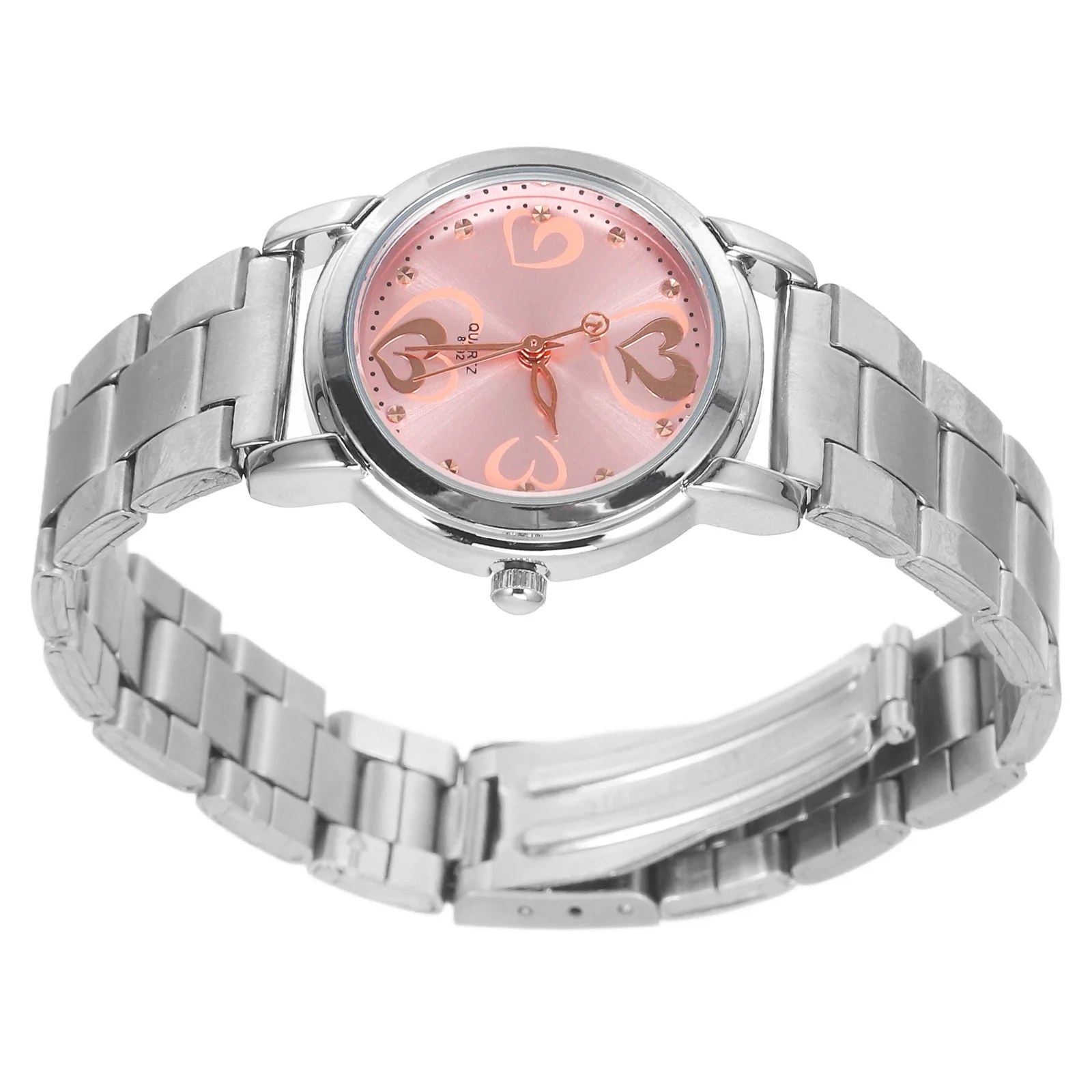 Steel Strap Couple Watch Fashion Delicate Quartz Wristwatch Waterproof for Adults Students Pink Girl Style Valentine Gift