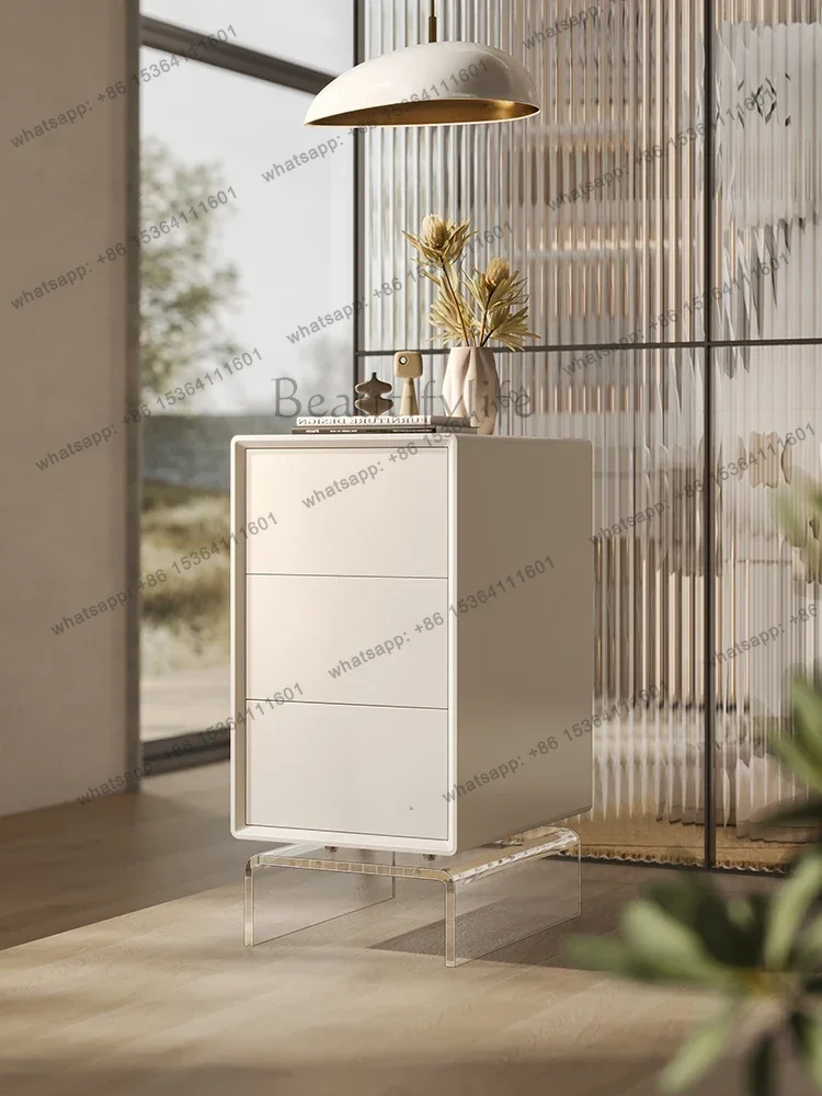 Bedside Table Small Ultra Narrow Wide Light Luxury High-End Sense Extremely Narrow Bedside Cabinet 25cm White Paint