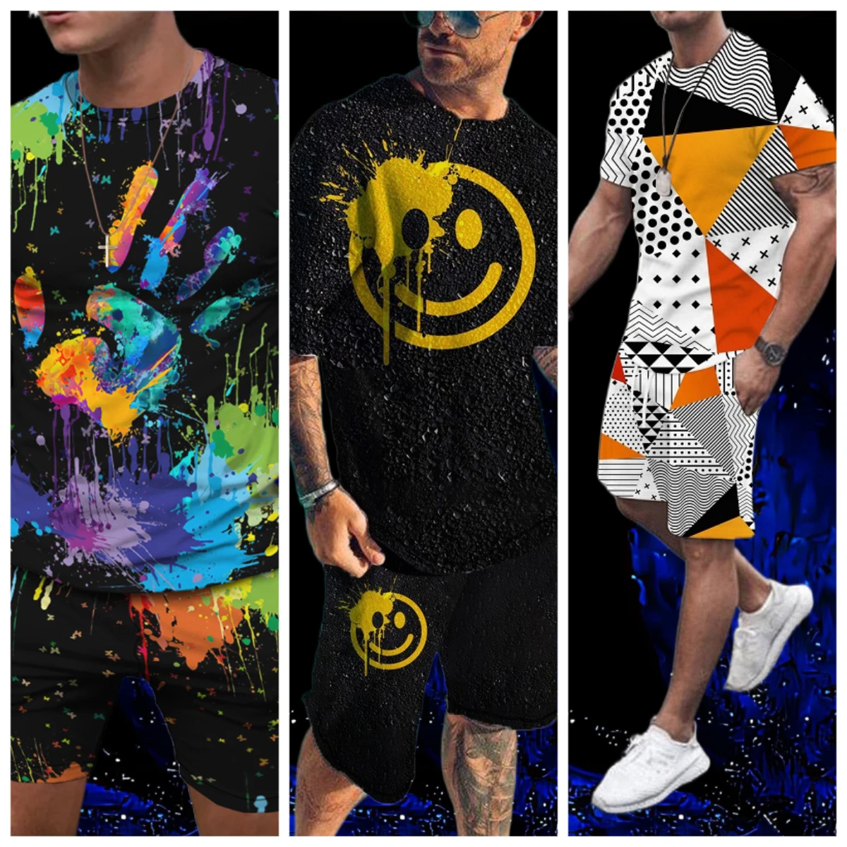 

25 Summer Hot-selling Fashion Trend Casual 3D Printing Men's Suit Breathable Quick-drying Comfortable Men's T-shirt Shorts Suit