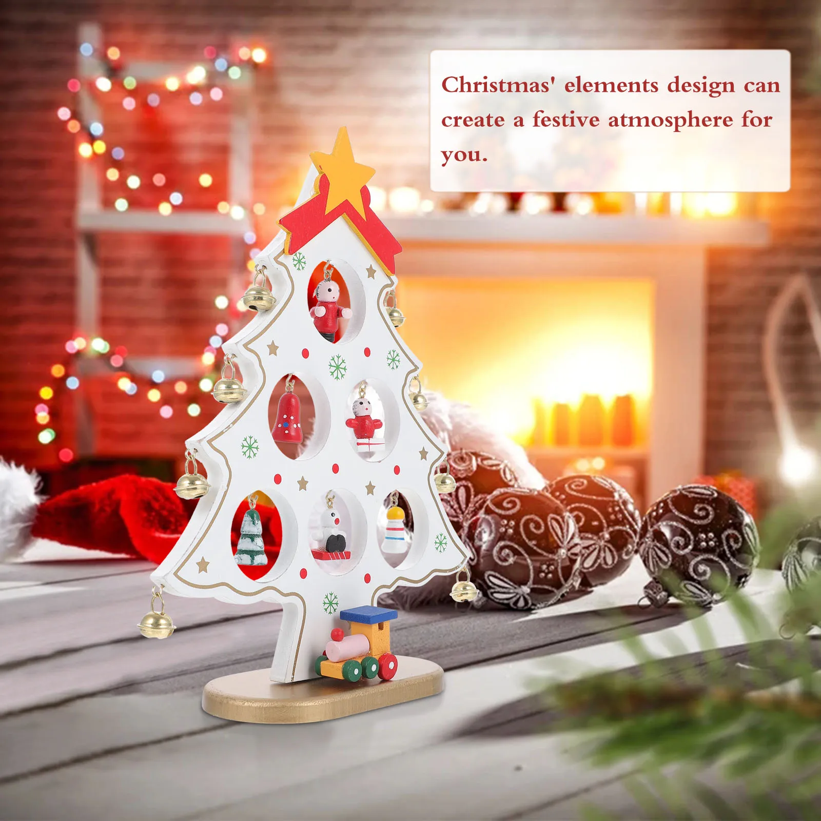 

1pc Wooden Christmas Mini Landscape Xmas Party Decor Desktop Ornament Christmas Party Supplies Festival Scene Home Decoration