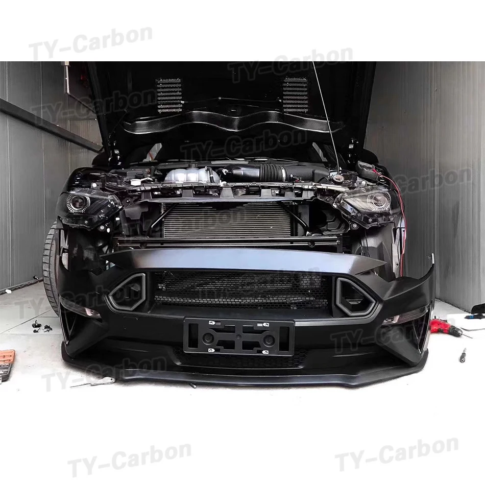 Car Grill Front Grille Plastic Replacement Bumper Hood Mesh With LED Light Auto Kit For Ford Mustang 2018-2022 RTR Style