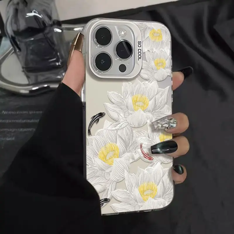 

Flower stamens and flower design phone case for iPhone 16 15 14 13 12 11 Pro/ Max/Plus shock-proof rear cover anti-fingerprint