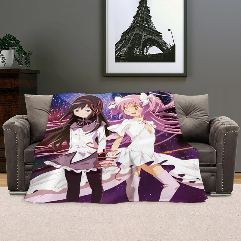 Flannel Blanket Sofa Winter Madoka Magica Microfiber Bedding Warm Bed Fleece Camping Custom Nap Fluffy Soft Blankets King Size