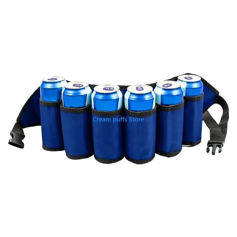 50LE Beer Belt,Beer Sodas Belt Holder,Adjustable 6 Beer Waist Pack Bottle Holders