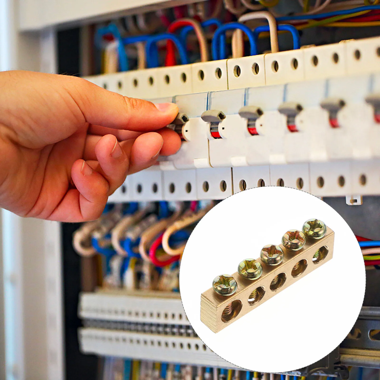 10 قطعة 5-Hole النحاس التأريض كتلة موصل كهربائي لأنظمة الأسلاك المسمار محطة توزيع بار ، إمدادات الطاقة #3