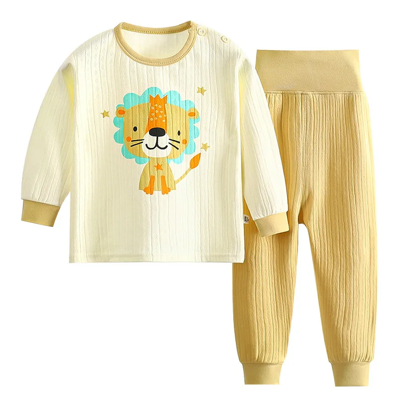 

Spring Boys Girls Long Johns Children Cotton Sleepwear Sets Kids High Waist Belly Protection Warm Underwear Baby Soft Pajamas