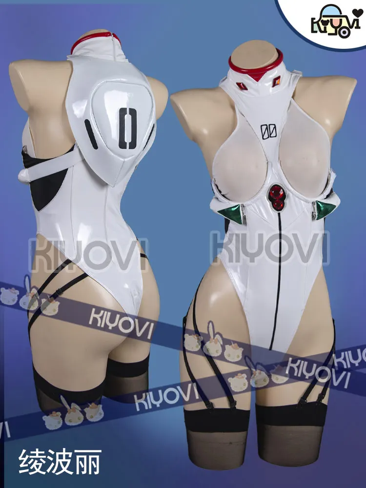 Traje de Baño de Cosplay Sexy de Ayanami Rei para Mujer, Mono de PU, Bikini, Disfraz de Ayanami Rei Doujin 2026