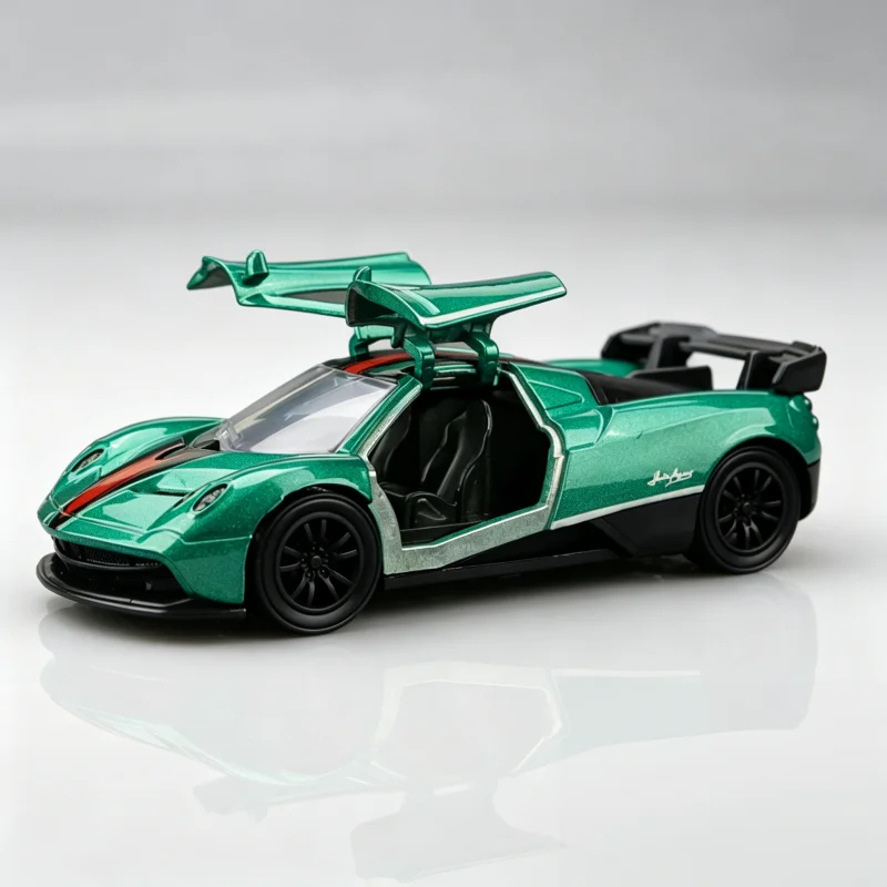 Alloy die-cast supercar model toy, pull-back simulation sports car with openable doors, 1:32 scale multi-colored collectible veh view 6
