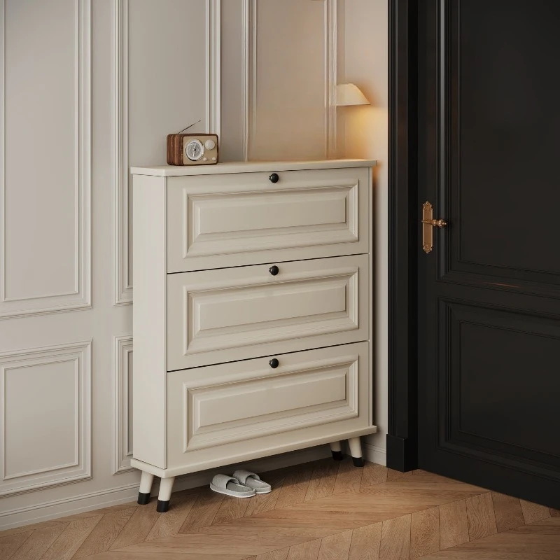 Ultra-thin tipping bucket shoe cabinet at the door of the home