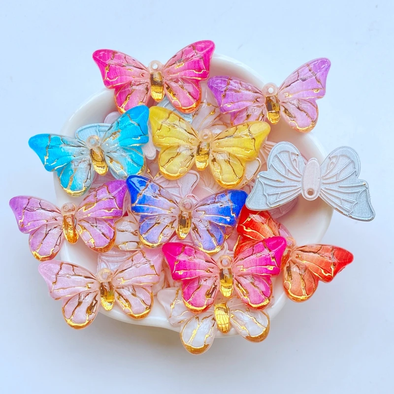 10Pcs New Cute Mini 18*32mm Shiny Phnom Penh Butterfly Flat Back Resin Scrapbooking DIY Jewelry Craft Decoration Accessorie