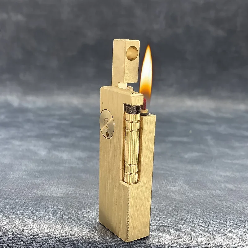 2024 New Side Slip Ignition Brass Kerosene Lighter Personalized Fuel Grinding Wheel Lighter Retro Series Men\'s Collection Gift