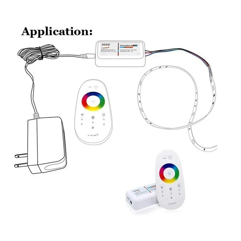 DC12-24V RGB RGBW RGBWC LED Controler 2.4G RF Touch Screen Remote Control 18A Dimming Switch For 5050 3528 5630 LED Strip Tape