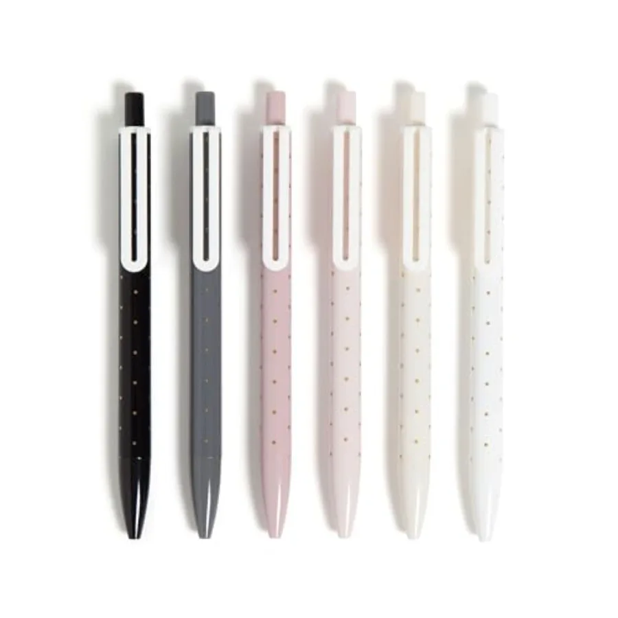 

Laguna Ballpoint Pens, 6 Count, Foil Dots, Bold 1.0mm Point, Black Ink