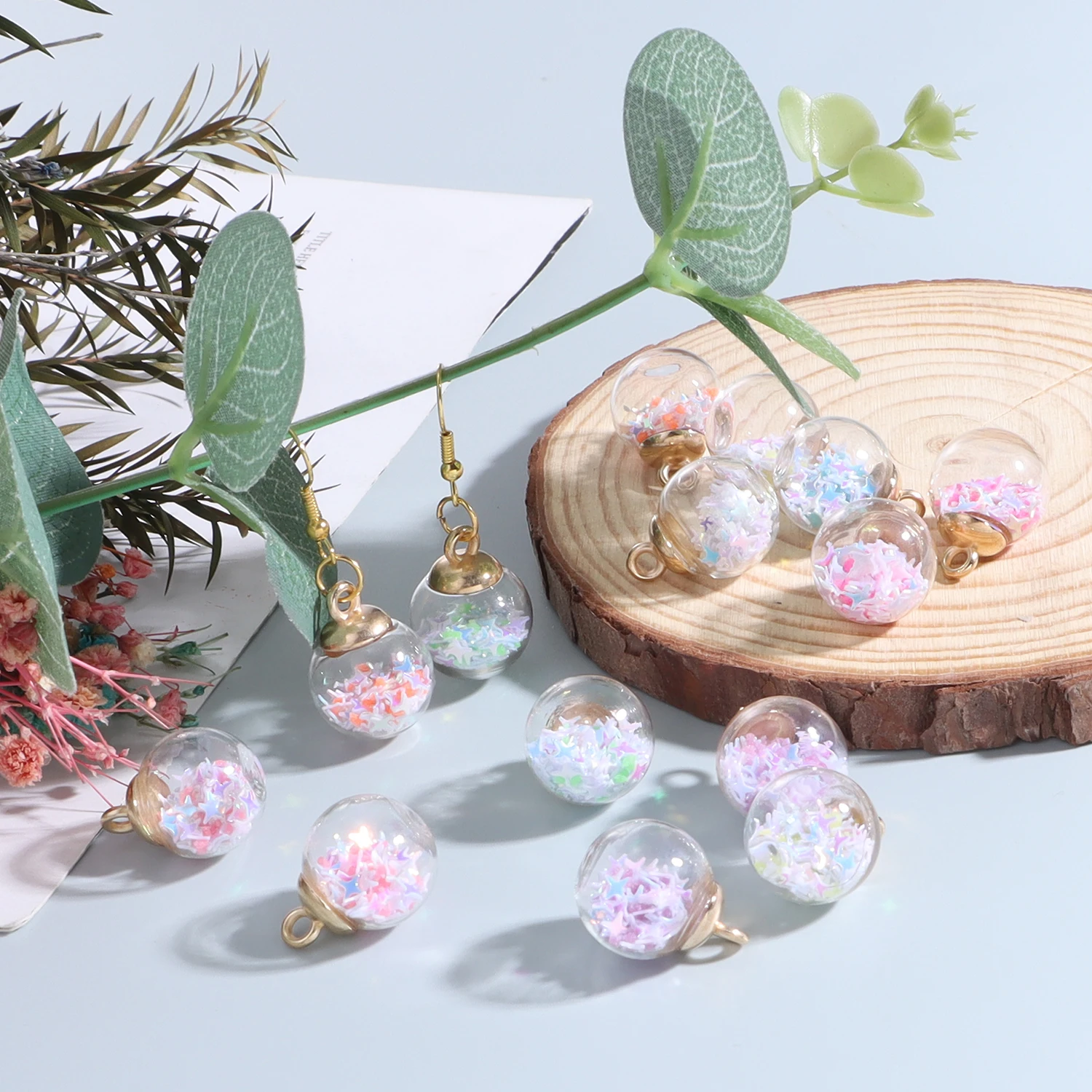Kawaii Leuchtender Glasanhänger Fünfzackiger Stern Herzförmige Charms DIY Valentinstag Geburtstagsgeschenk Anhänger Zubehör – Detail 12