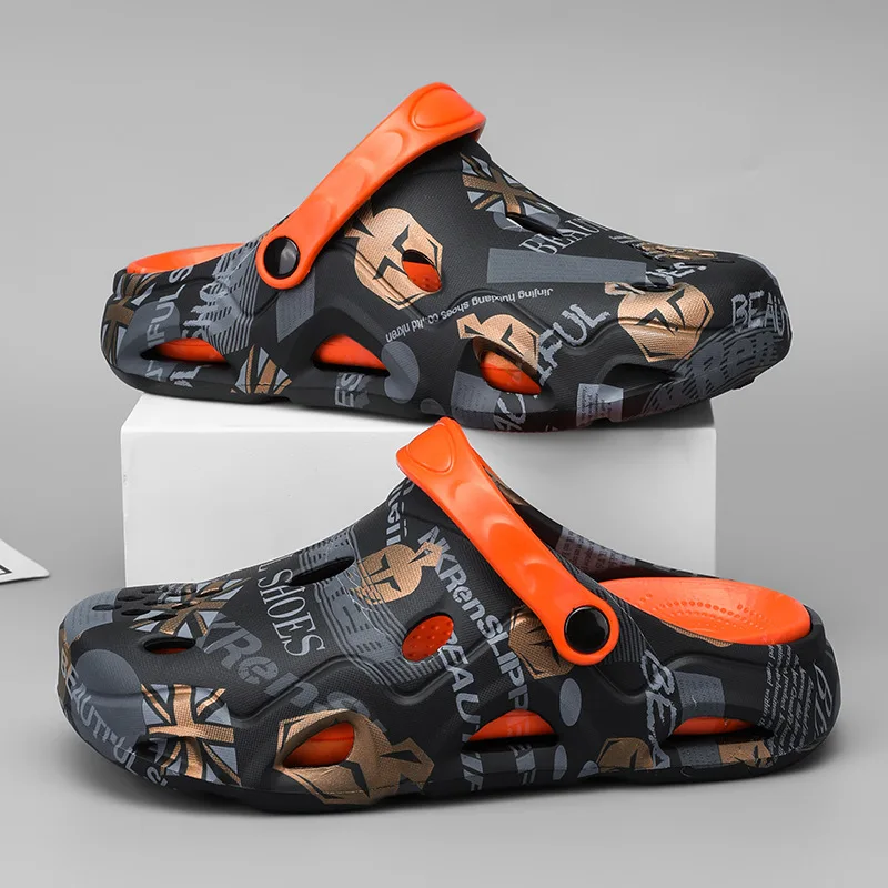 Large Men's Barefoot Sandals for Summer, Non Slip, Breathable, Wear-resistant, Perforated Slippers, Plus Size Men's Beach Shoes